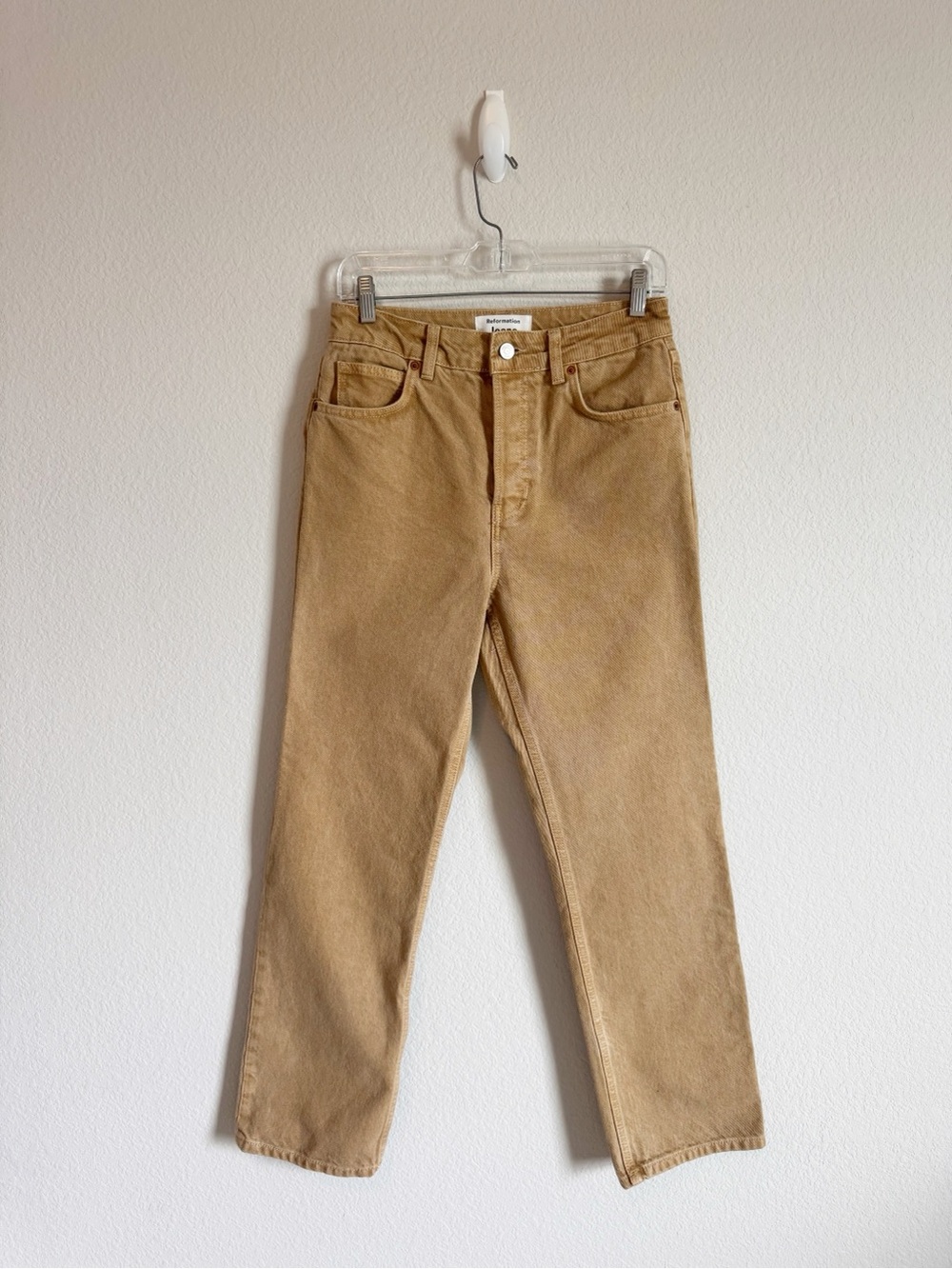 Reformation Vintage Marzipan Brown Cynthia High Rise Straight Jeans Size 27